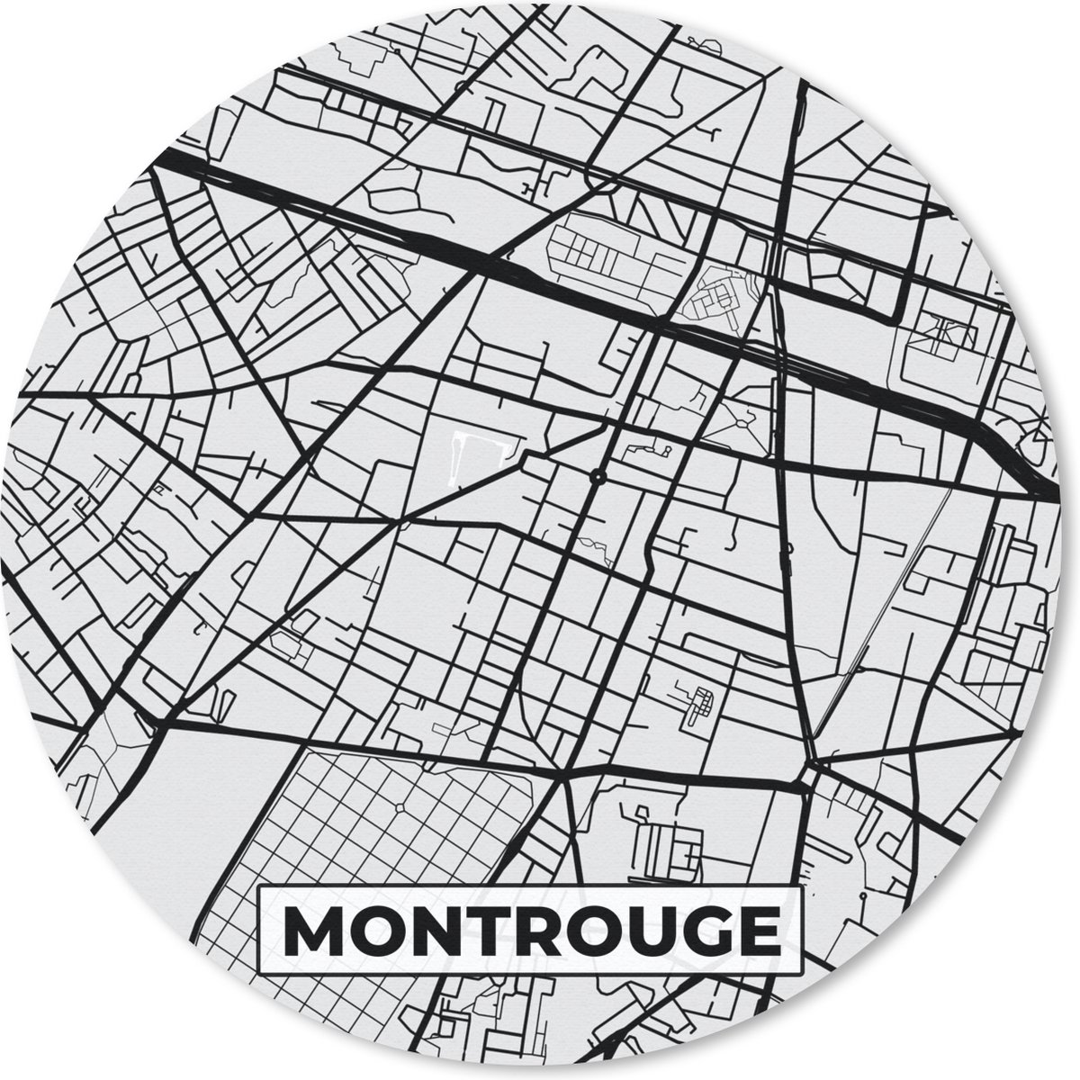 Muismat rond 30x30 cm - Mousepad Frankrijk - Montrouge - Stadskaart - Plattegrond - Kaart - Ronde muismatten - Stadskaart