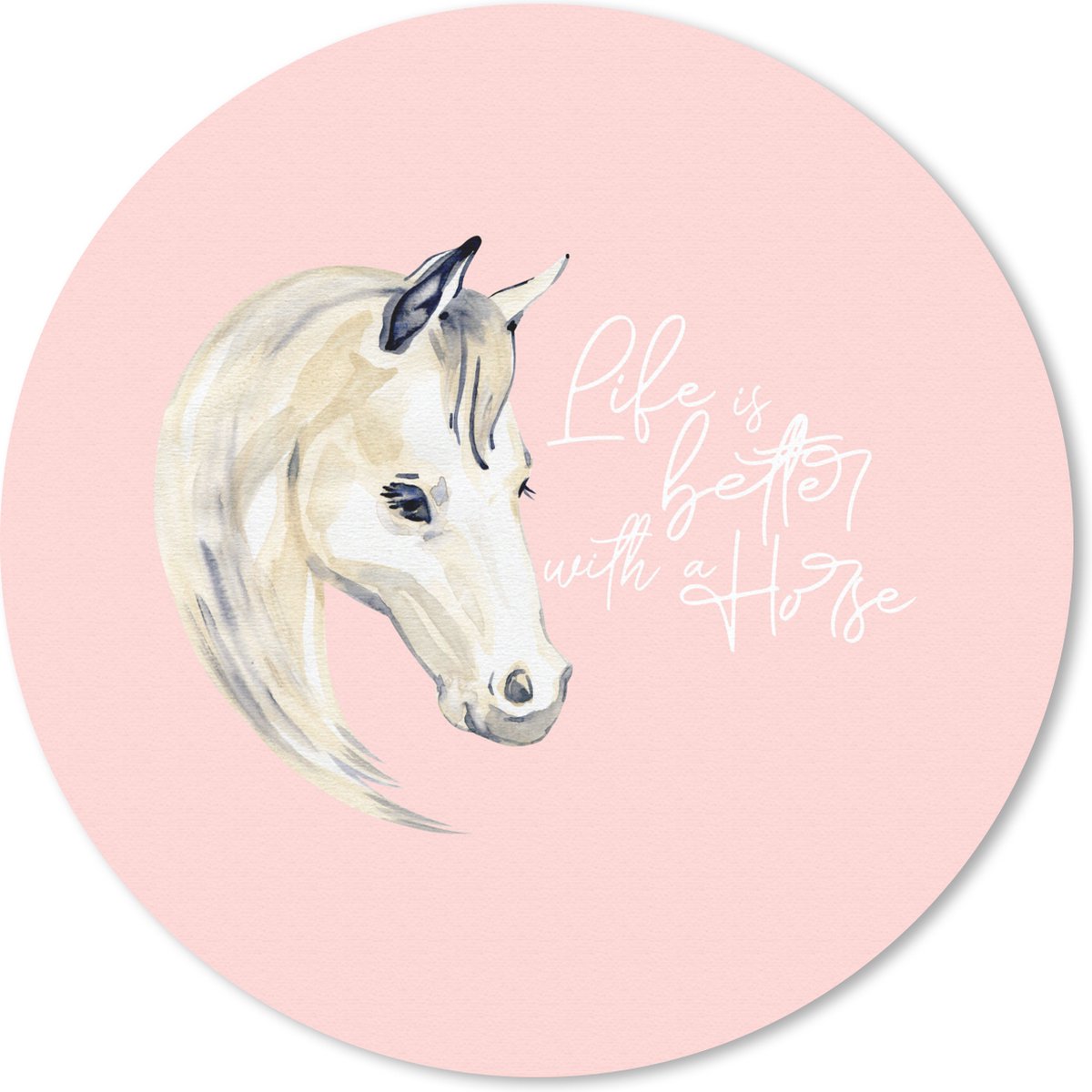 Muismat rond 30x30 cm - Mousepad Quotes - Spreuken - Paarden - Life is better with a horse - Ronde muismatten
