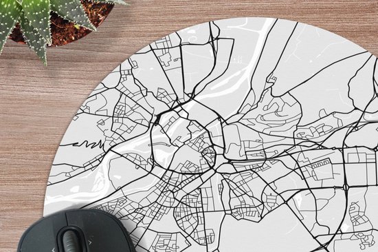 Muismat rond 30x30 cm - Mousepad Plattegrond - Metz - Stadskaart - Kaart - Frankrijk - Ronde muismatten - Stadskaart