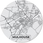 Muismat - Mousepad - Rond - Plattegrond - Kaart - Stadskaart - Frankrijk - Mulhouse - 40x40 cm - Ronde muismat