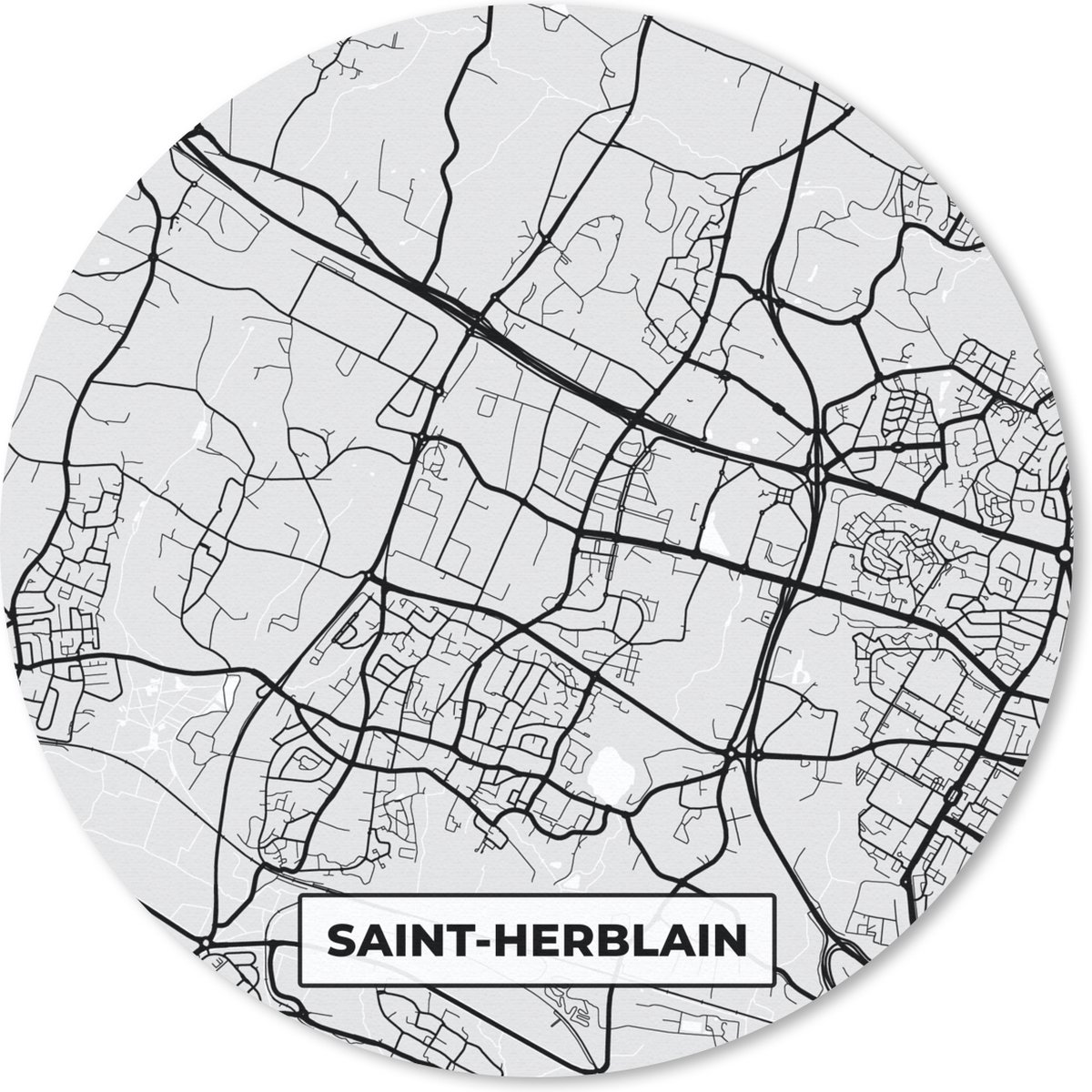 Muismat rond 20x20 cm - Mousepad Stadskaart - Frankrijk - Kaart - Saint-Herblain - Plattegrond - Ronde muismatten - Stadskaart