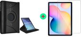 Arara Hoes Geschikt voor Samsung Galaxy Tab S6 Lite (2020/2022) Hoes draaibaar - Zwart Met Screenprotector - tempered glass