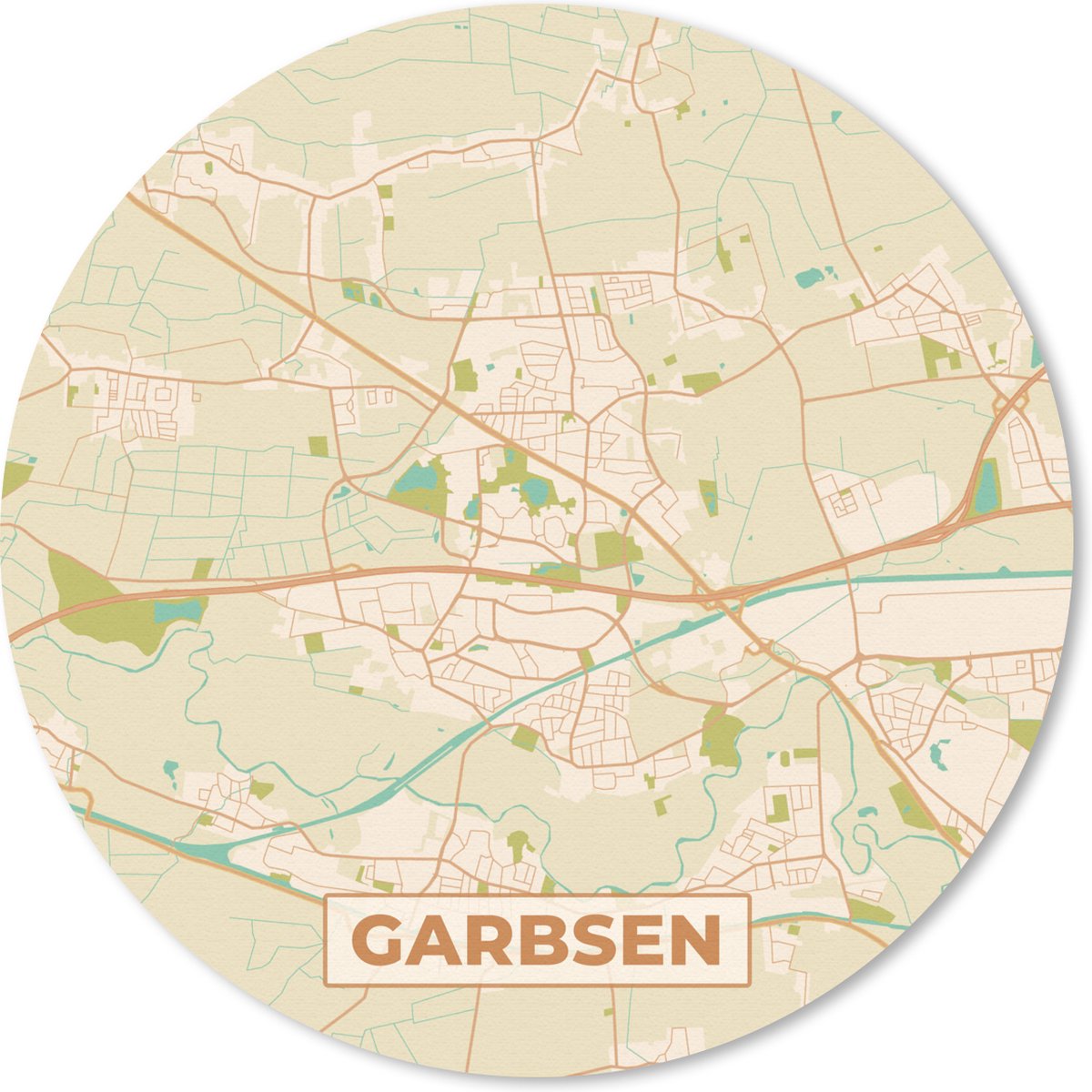 Muismat rond 20x20 cm - Mousepad Plattegrond - Garbsen - Vintage - Kaart - Stadskaart - Ronde muismatten - Stadskaart