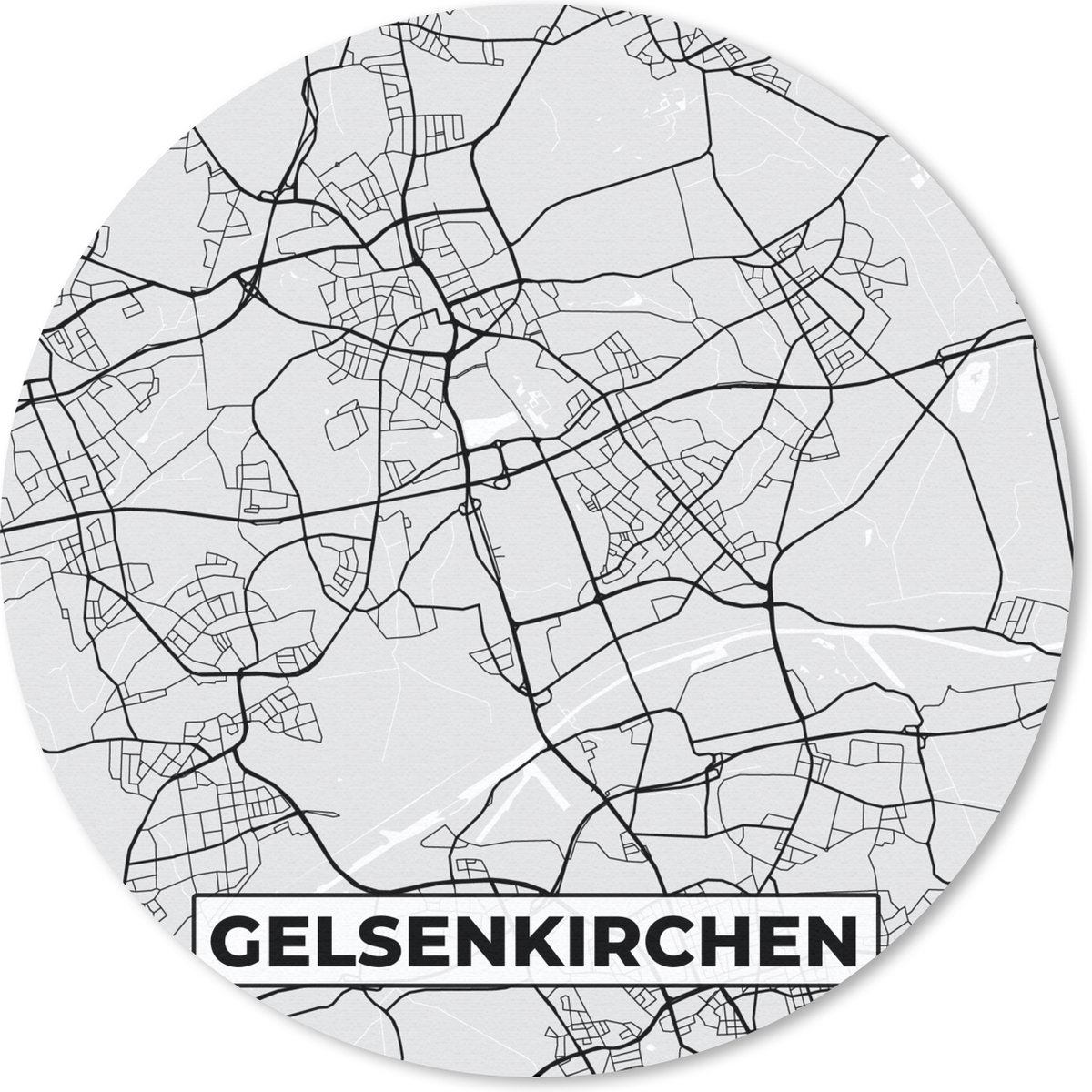 Muismat rond 30x30 cm - Mousepad Duitsland - Stadskaart - Plattegrond - Gelsenkirchen - Kaart - Ronde muismatten - Stadskaart