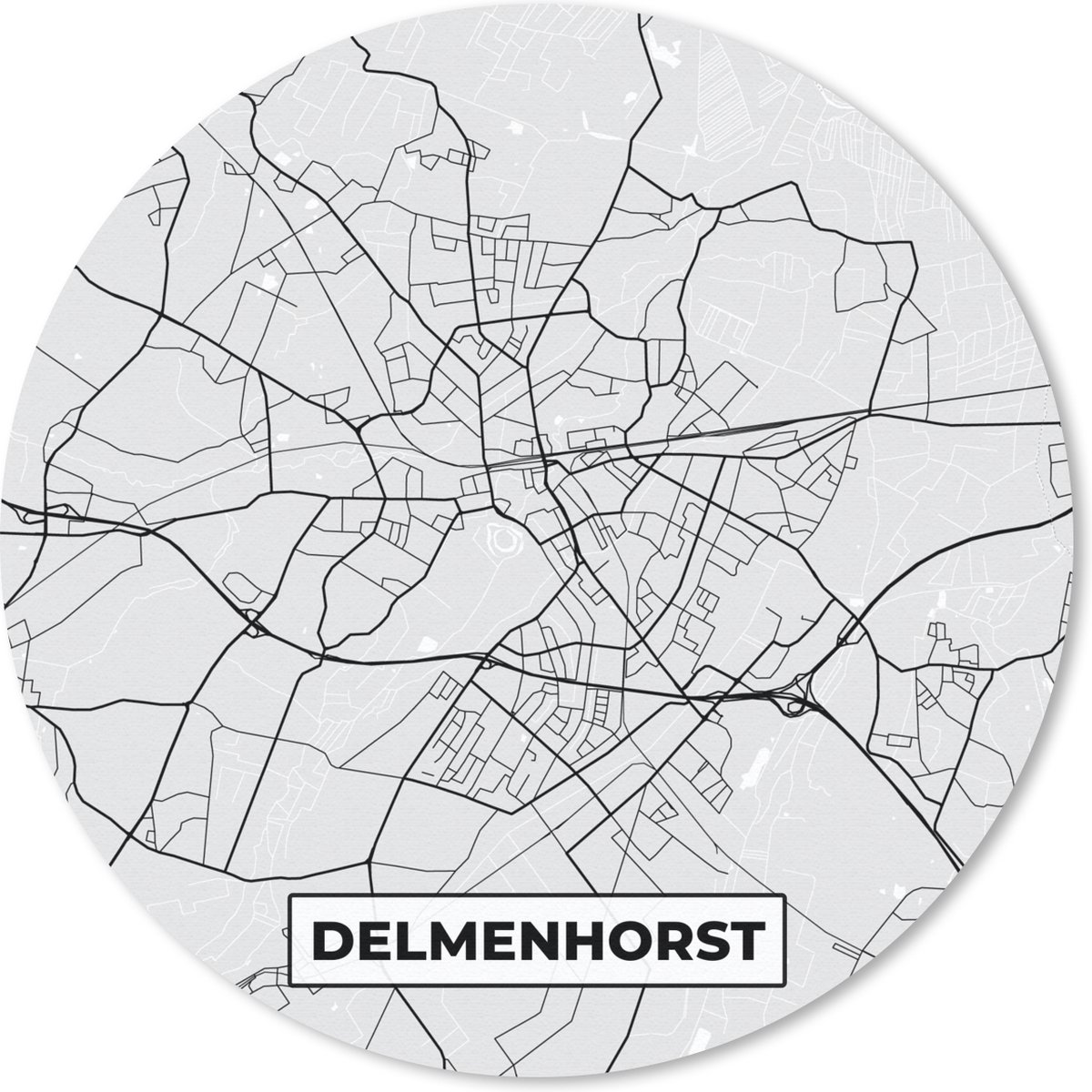 Muismat rond 50x50 cm - Mousepad Delmenhorst - Kaart - Plattegrond - Stadskaart - Duitsland - Ronde muismatten - Stadskaart