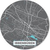 Muismat - Mousepad - Rond - Stadskaart – Plattegrond – Duitsland – Blauw – Ibbenbüren – Kaart - 40x40 cm - Ronde muismat