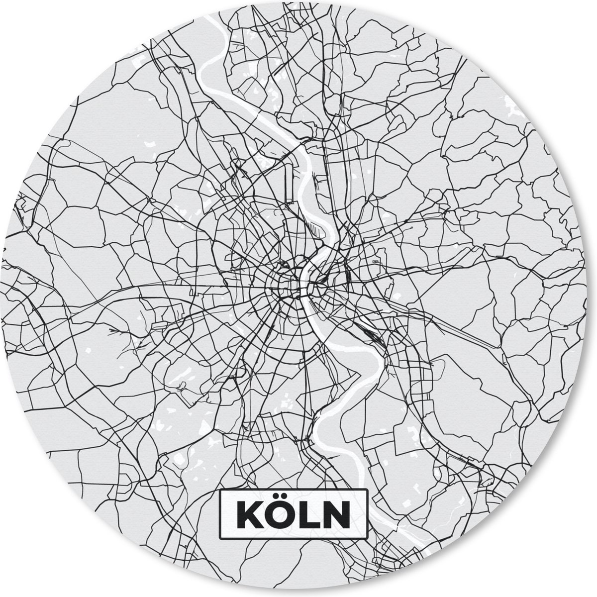 Muismat rond 40x40 cm - Mousepad Plattegrond - Köln - Duitsland - Kaart - Stadskaart - Ronde muismatten - Stadskaart
