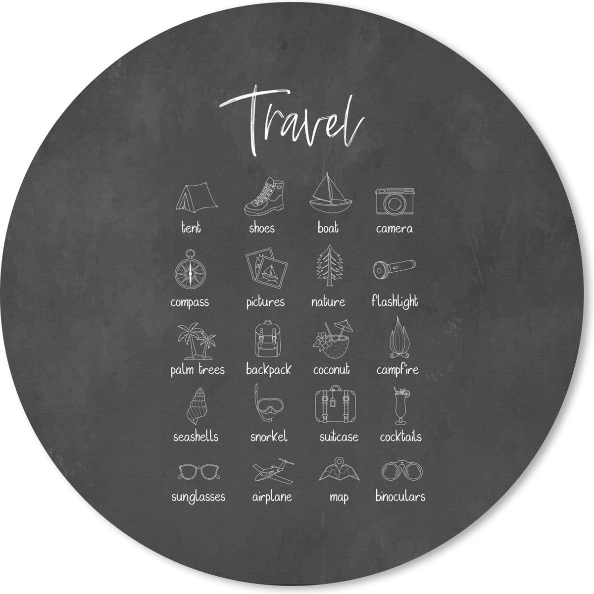 Muismat rond 30x30 cm - Mousepad Spreuken - Quotes - Travel - Boot - Camera - Ronde muismatten