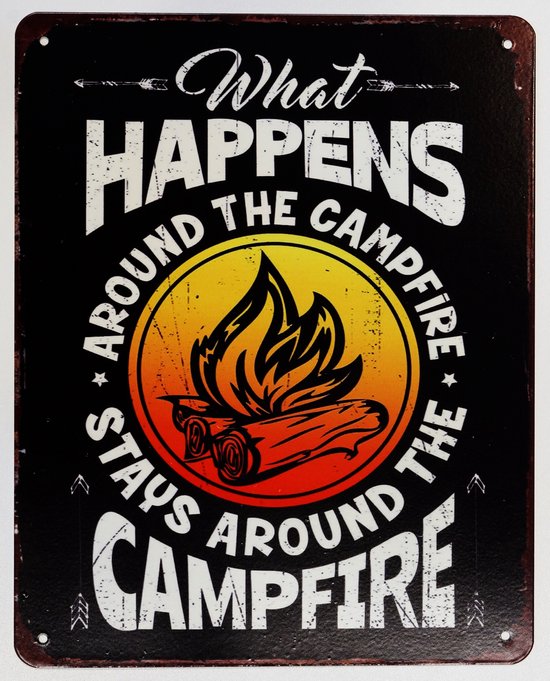 2D wandbord "What happens around the Campfire" 20x25cm