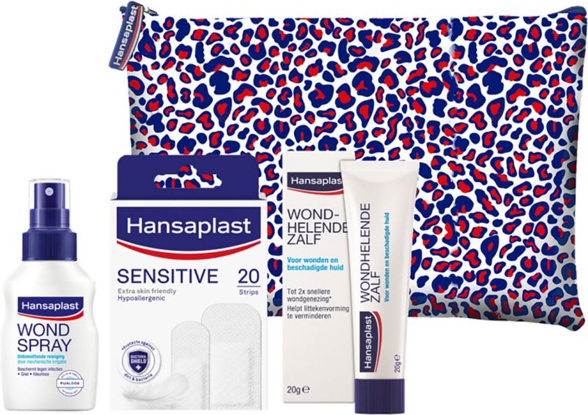 Hansaplast First Aid Kit: Wound Spray 50ml - Sensitive 20 strips - Wound-healing ointment 20g