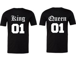 Koppel Shirt King en Queen - Zwart Katoen - Maat XL