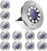 12 Stuks - Solar Led Zonne-Energie - Grondspot - Buitenlamp - Tuinverlichting - RVS