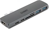 SAMMIT®  7 in 1 USB C Hub - 3x USB 3.0 - 4K HDMI - USB-C Oplader - SD/TF Kaart - Power Delivery – Grijs