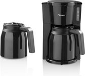 Bestron Filterkoffiezetapparaat voor 8 kopjes koffie, Filterkoffiemachine incl. twee Thermokannen, Permanentfilter & Indicatielampje, 900Watt, kleur: Zwart