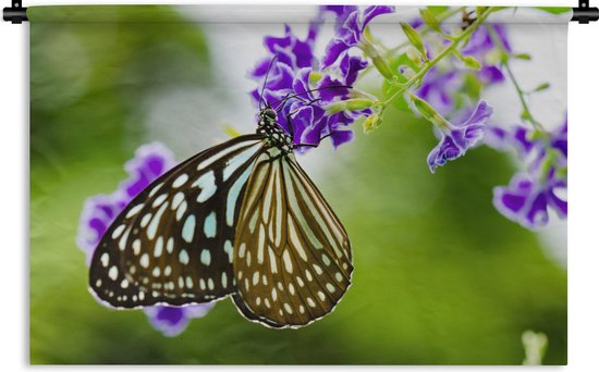 Wandkleed - Wanddoek - Lavendel - Vlinder - Botanisch - 60x40 cm - Wandtapijt