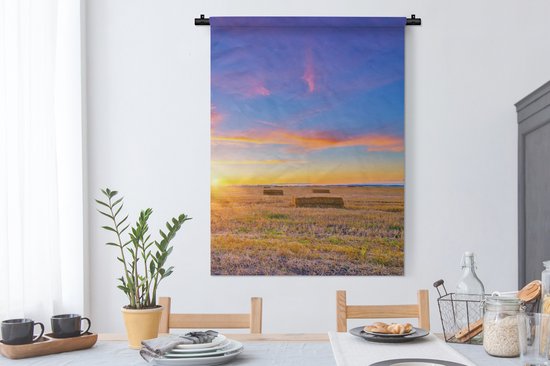 Tapisserie murale - Toile murale - Paille - Soleil - Ciel - Paysage - 90x120 cm - Tapisserie