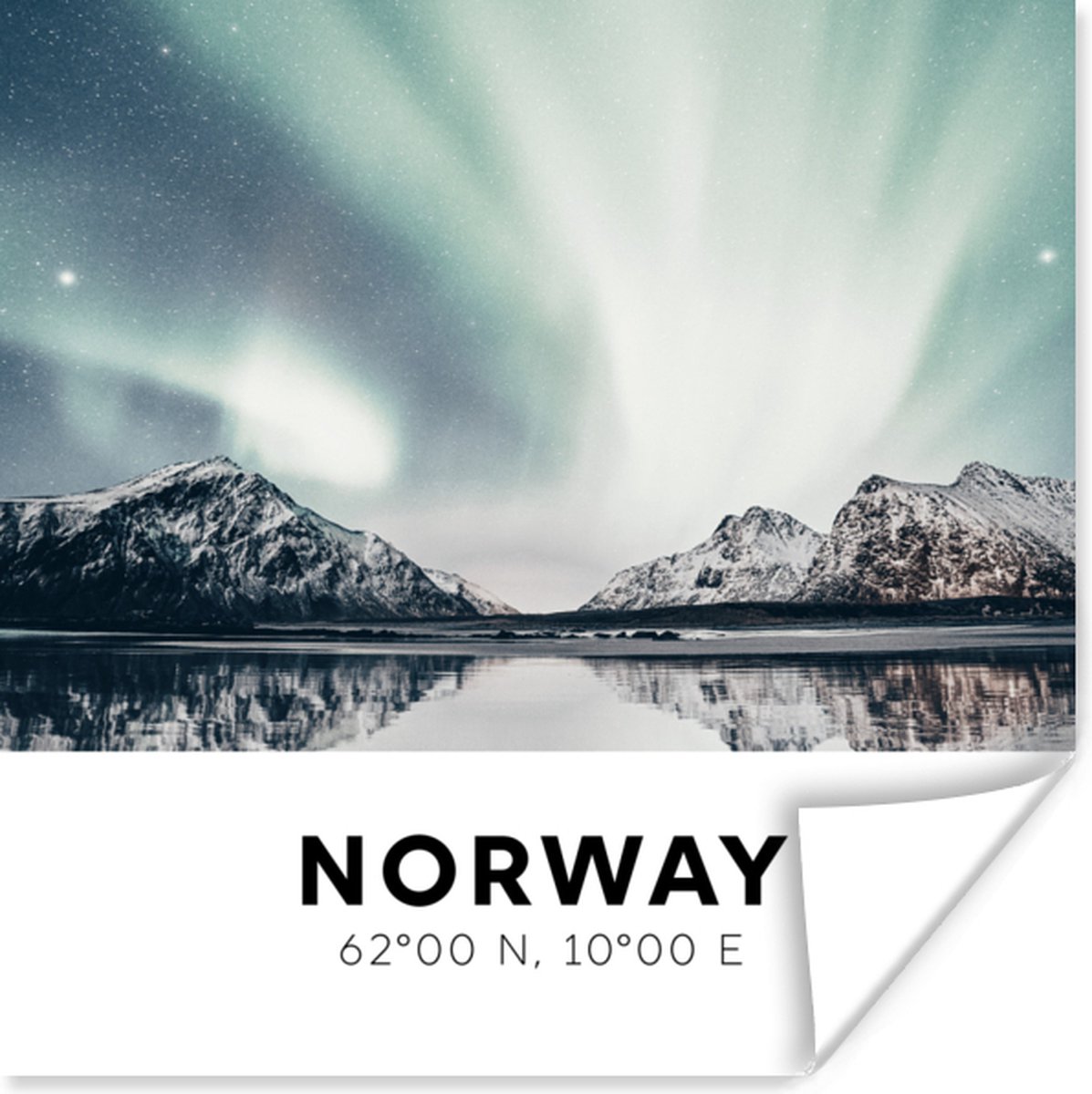 Poster Noorwegen - Gletsjers - Noorderlicht - 75x75 cm