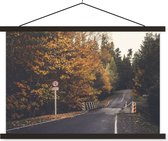 Porte-affiche avec affiche - Affiche scolaire - Arbres - Route - Automne - 120x80 cm - Lattes noires