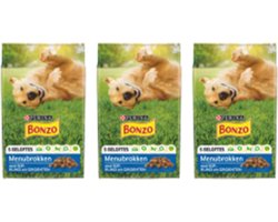 3x Bonzo (Friskies) Droog Adult Menubrokken Kip - Hondenvoer - 3kg