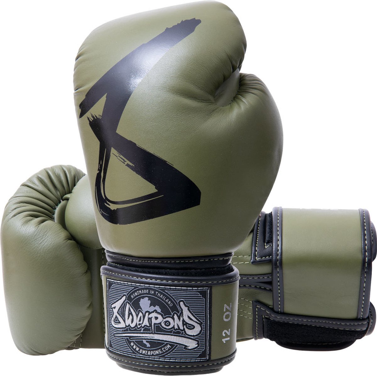 8 Weapons Big 8 Premium Bokshandschoenen Leder Olijfgroen
