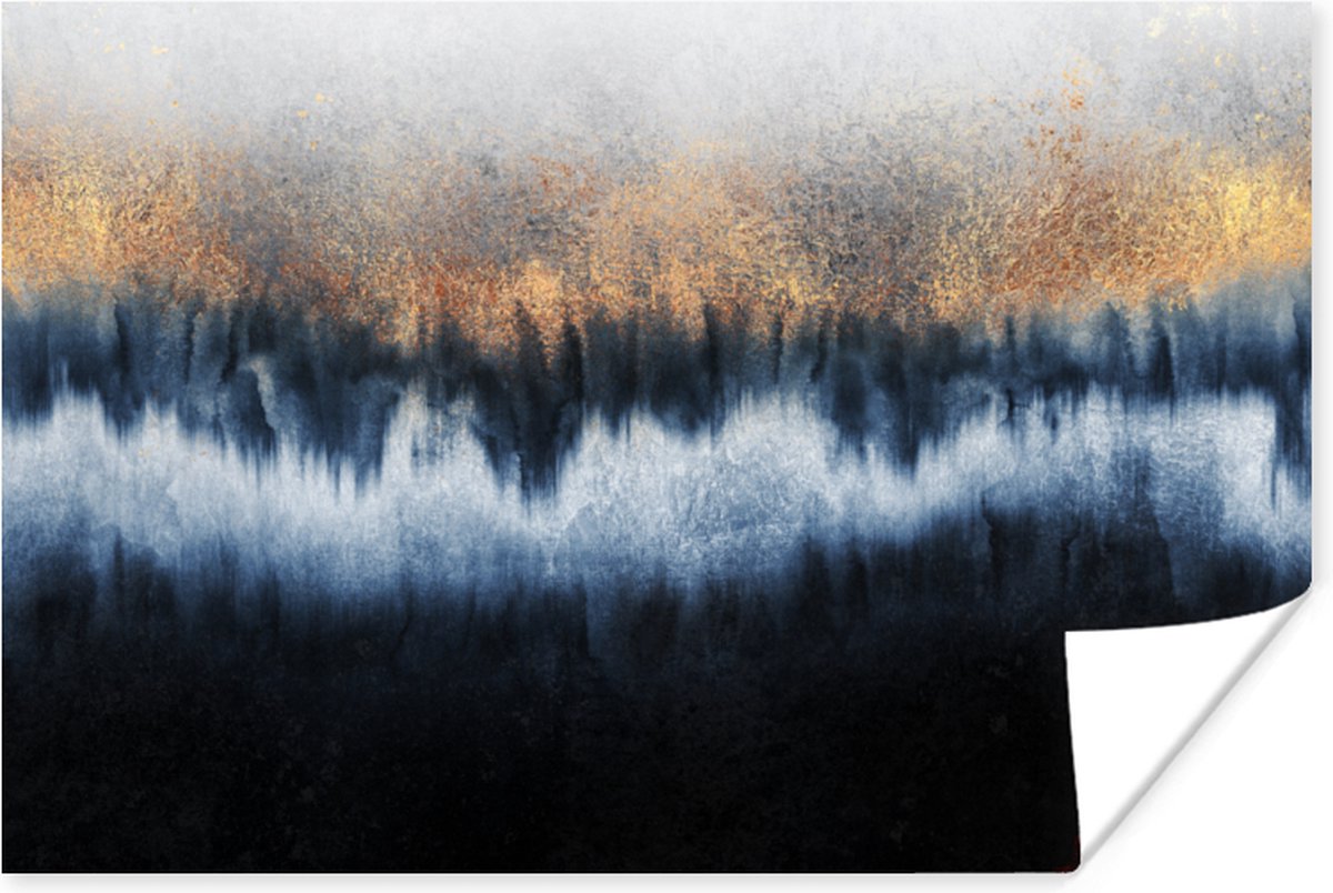 Poster Abstract - Goud - Luxe - Blauw - 120x80 cm