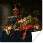 Poster Stilleven met een gouden bokaal - Schilderij - Oude meesters - 75x75 cm