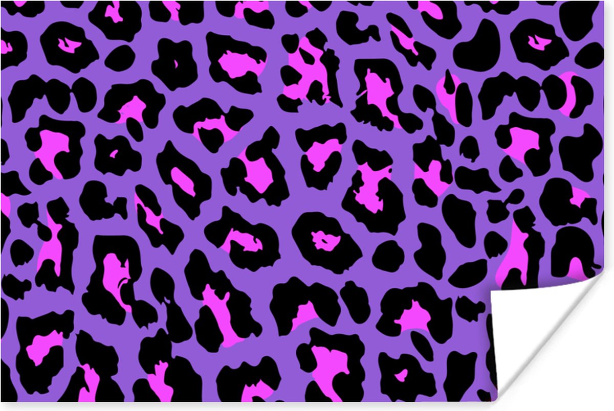 Poster Panterprint - Paars - Roze - Neon - 60x40 cm