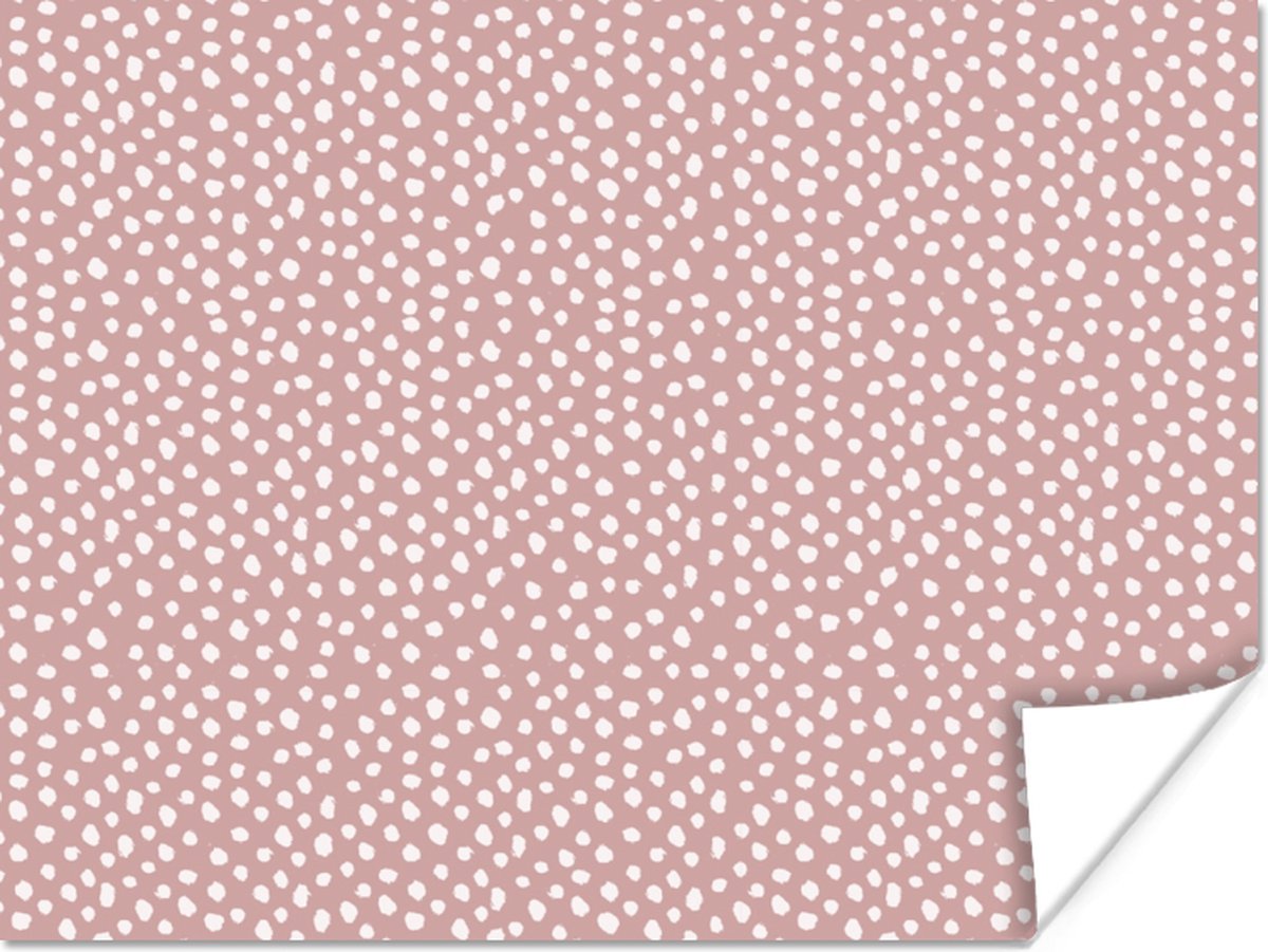 Poster Roze - Stippen - Wit - Patronen - 80x60 cm