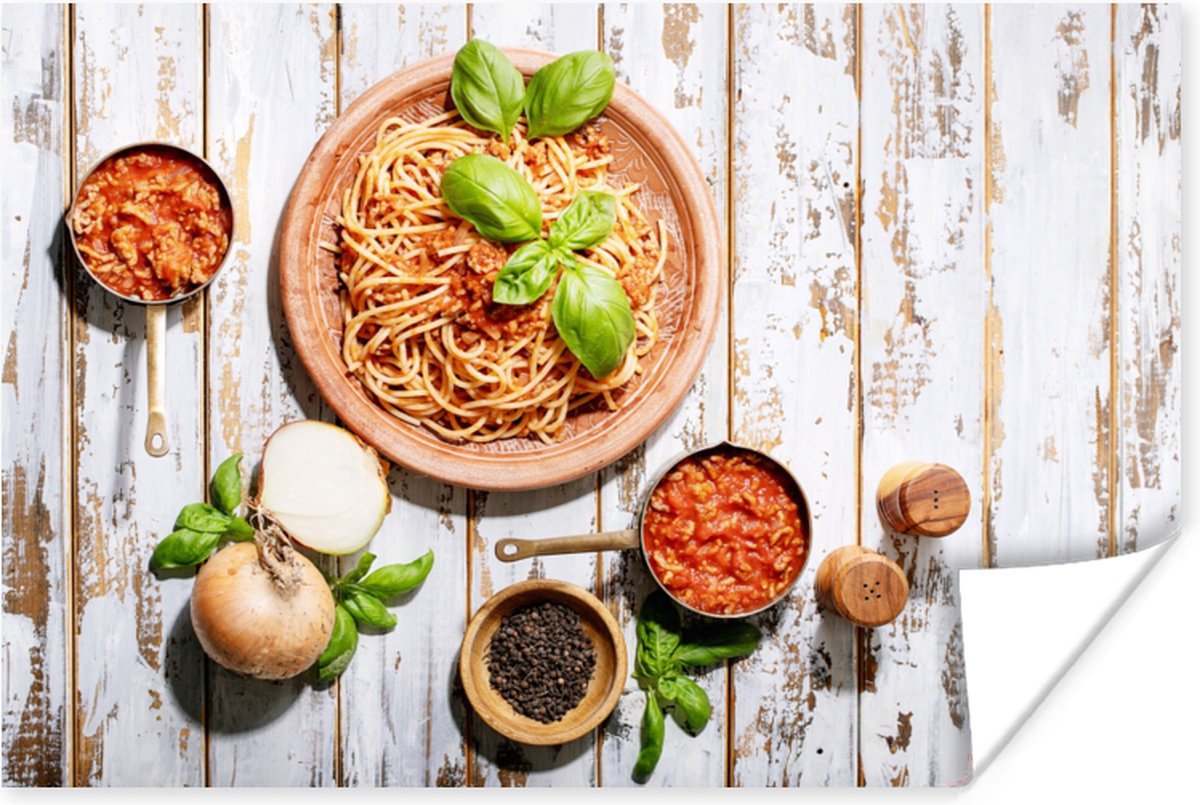 Poster Pasta - Basilicum - Groente - 60x40 cm