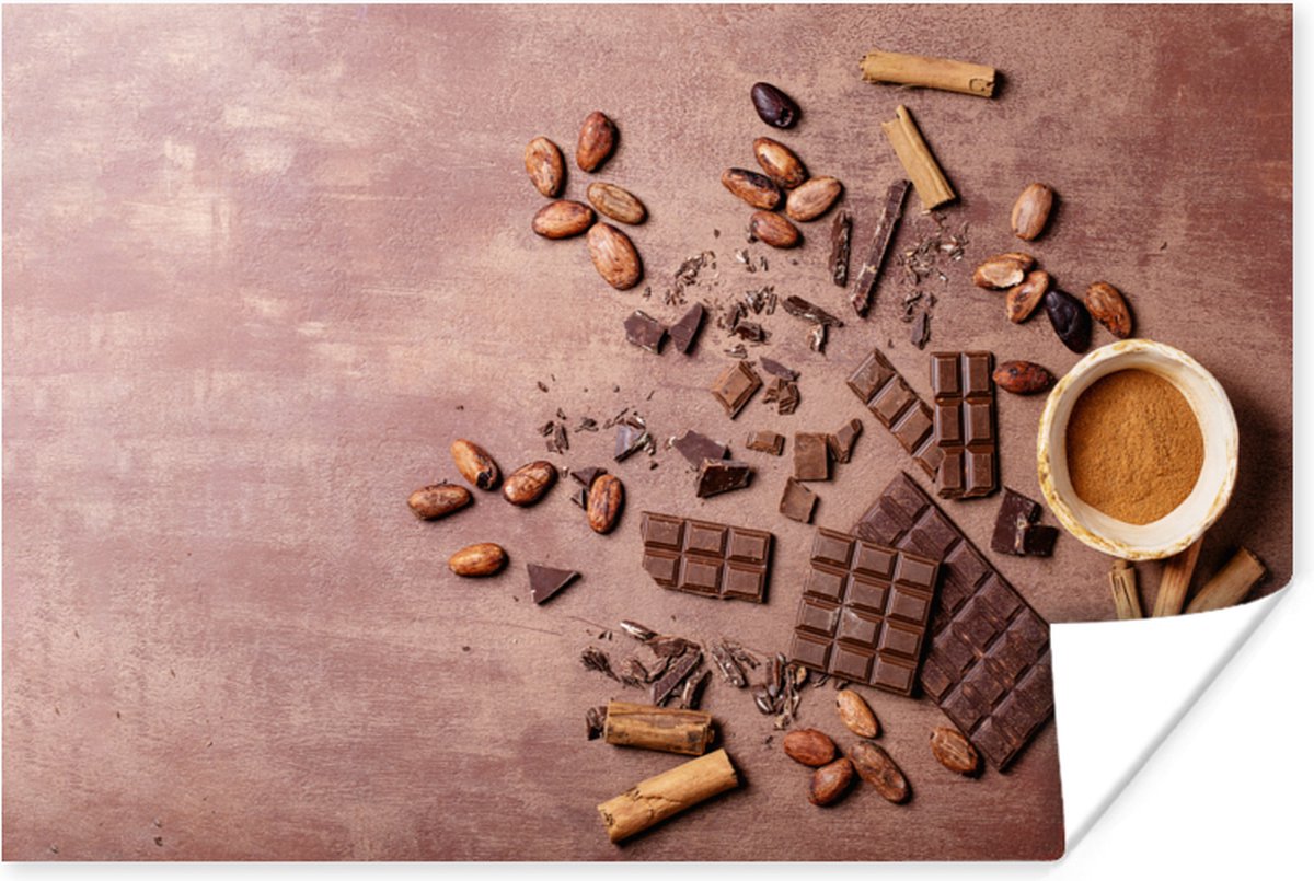 Poster Chocolade - Kaneel - Noten - Keuken - 60x40 cm