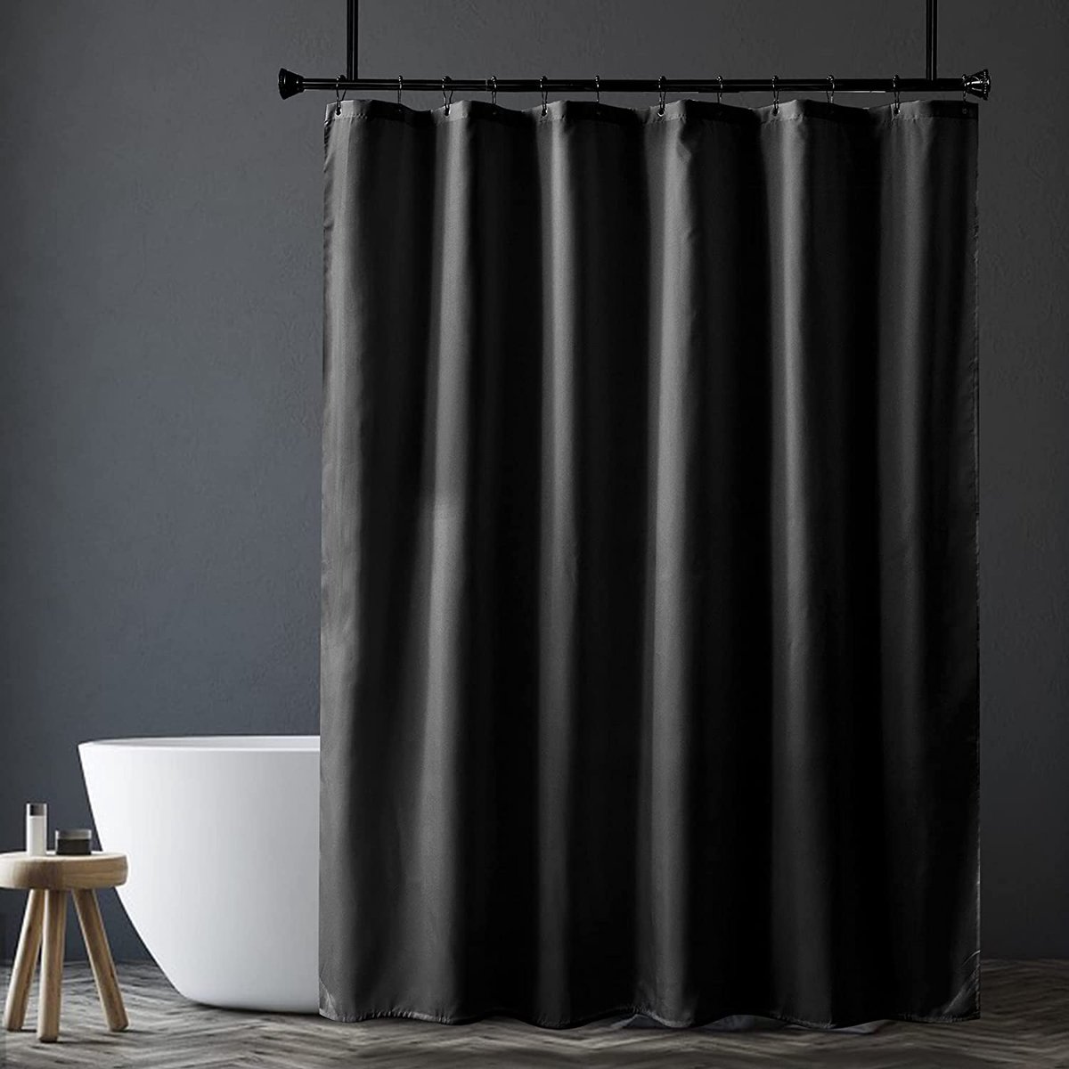 Livetti Douchegordijn met Ringen Shower Curtain 180x200cm Zwart