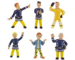Brandweerman Sam - brandweer speelset / taartdecoratie - 6 speelfiguren - 8cm
