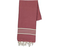 hiPPs Luxe Hamamdoek TRADITIONAL RASPBERRY | Saunadoek | Strandlaken | Handdoek | Pareo | Ultra soft katoen | Handloom | Lichtgewicht | Mooie franjes