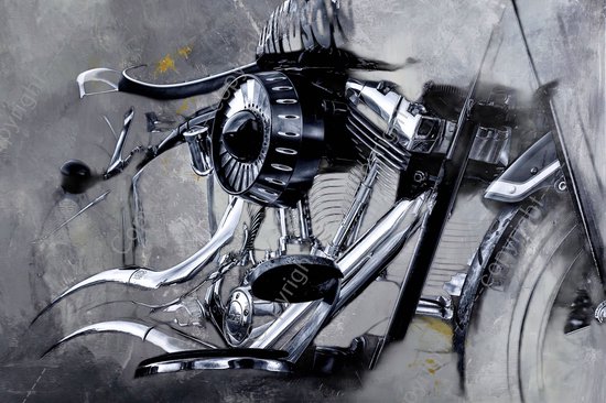 JJ-Art (toile) | Moto Harley Davidson, art abstrait, salon - chambre | Moto,  noir,... | bol.com