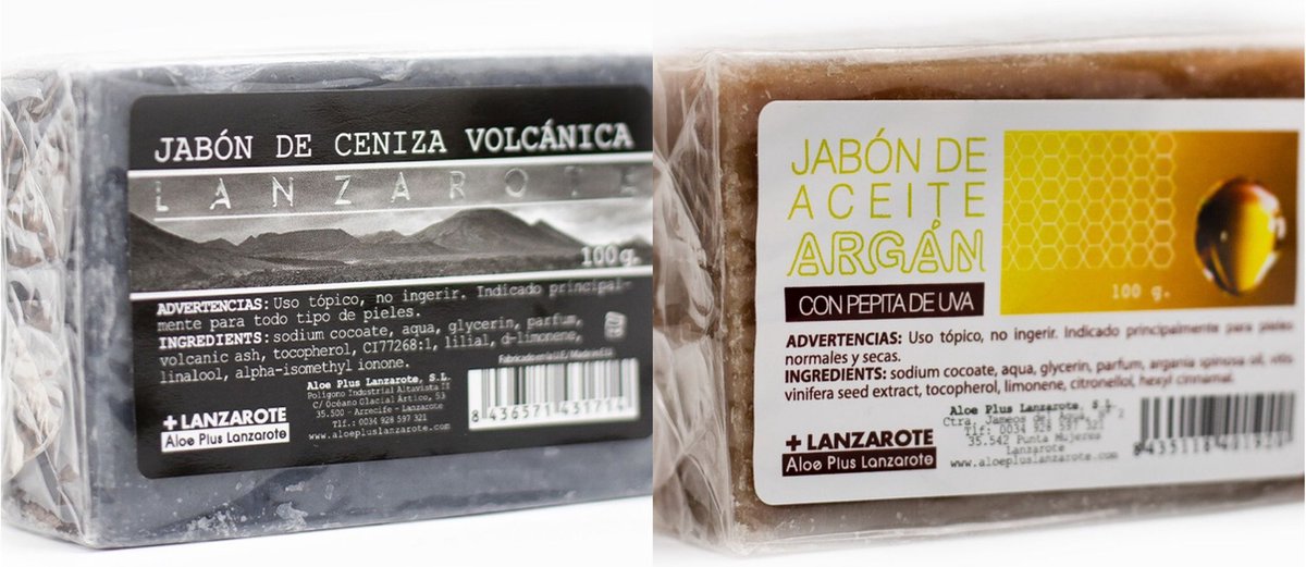 Handgemaakte zeep | combipack 2 stuks | Aloe Vera | Argan | Vulkaan as | zeepblok | badkamer | hygiene | antibacterieel