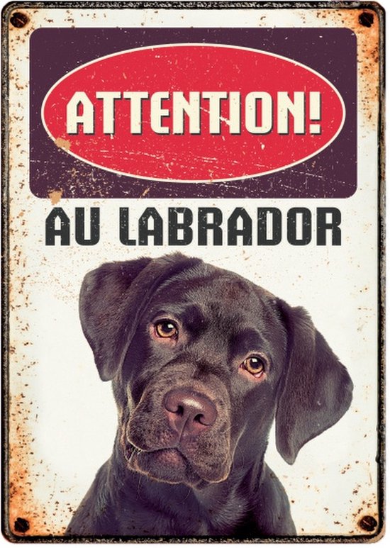 Waakbord hond labrador 21 x 14 8 cm staal bruin fr bol