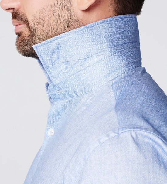 SKOT Fashion Sustainable Shirt Men Fishbone Blue - Bleu clair - Taille XXL