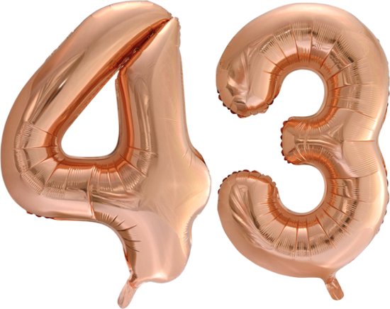 Folieballon 43 jaar Rose Goud 66cm