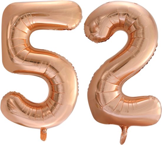 Folieballon 52 jaar Rose Goud 66cm