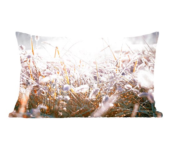 Sierkussens - Kussentjes Woonkamer - 50x30 cm - Gras - Zon - Winter - Sneeuw