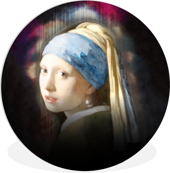 WallCircle - Wandcirkel ⌀ 90 - Het meisje met de parel - Vermeer - Kunst - Ronde schilderijen woonkamer - Wandbord rond - Muurdecoratie cirkel - Kamer decoratie binnen - Wanddecoratie muurcirkel - Woonaccessoires