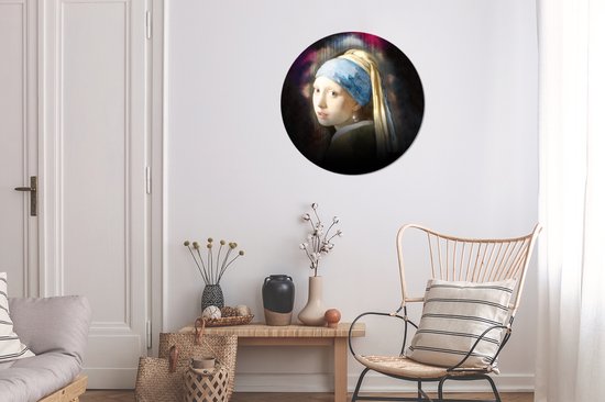 Cercle mural - Plastique - Boucle d'oreille La Fille à la perle - Vermeer - Art - ⌀ 60 cm
