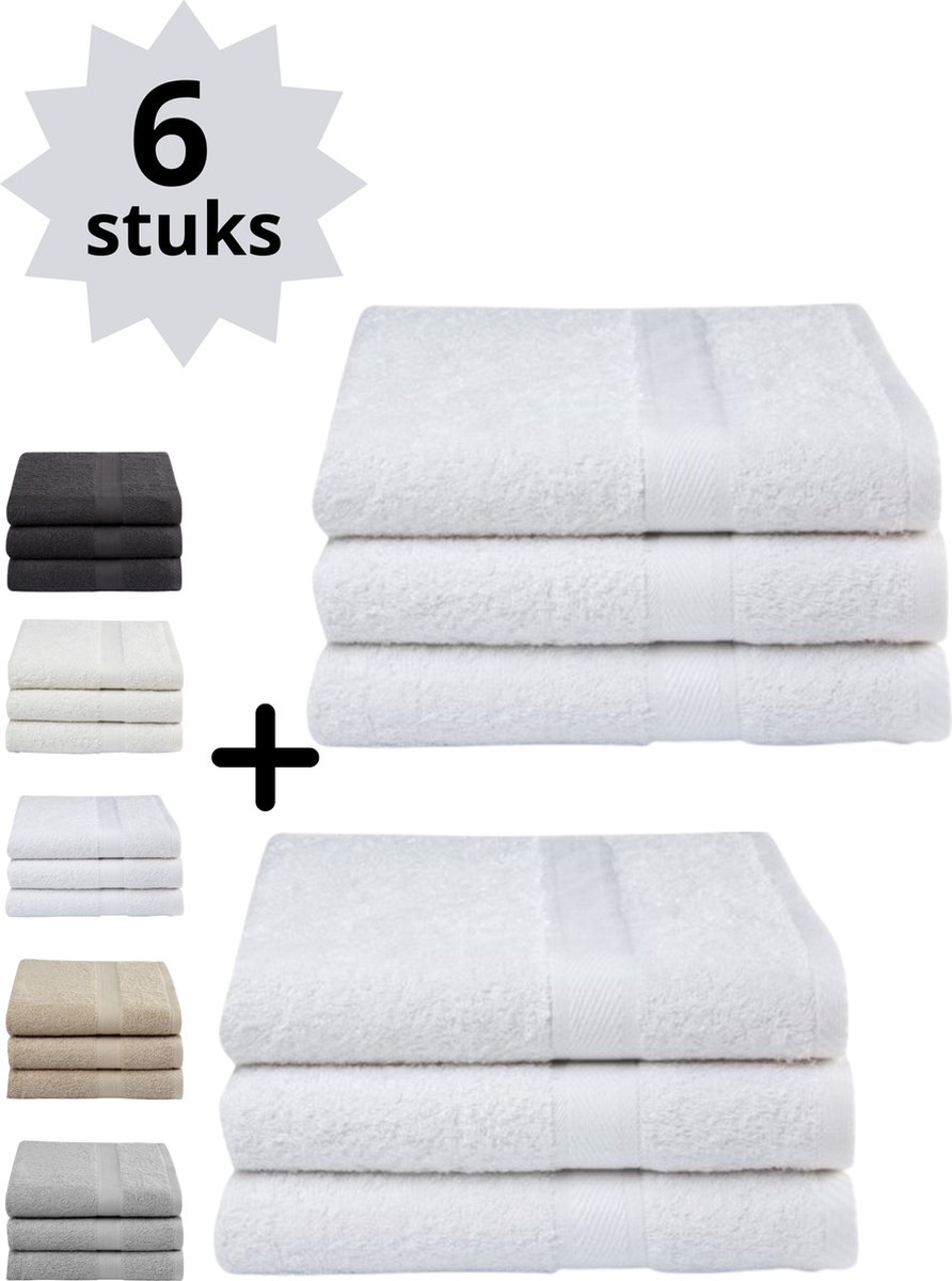 Droomtextiel® Luxe Badhanddoeken Wit 70x140 cm - 6 Stuks - Pure Katoen - Bad textiel - Heerlijk Zacht