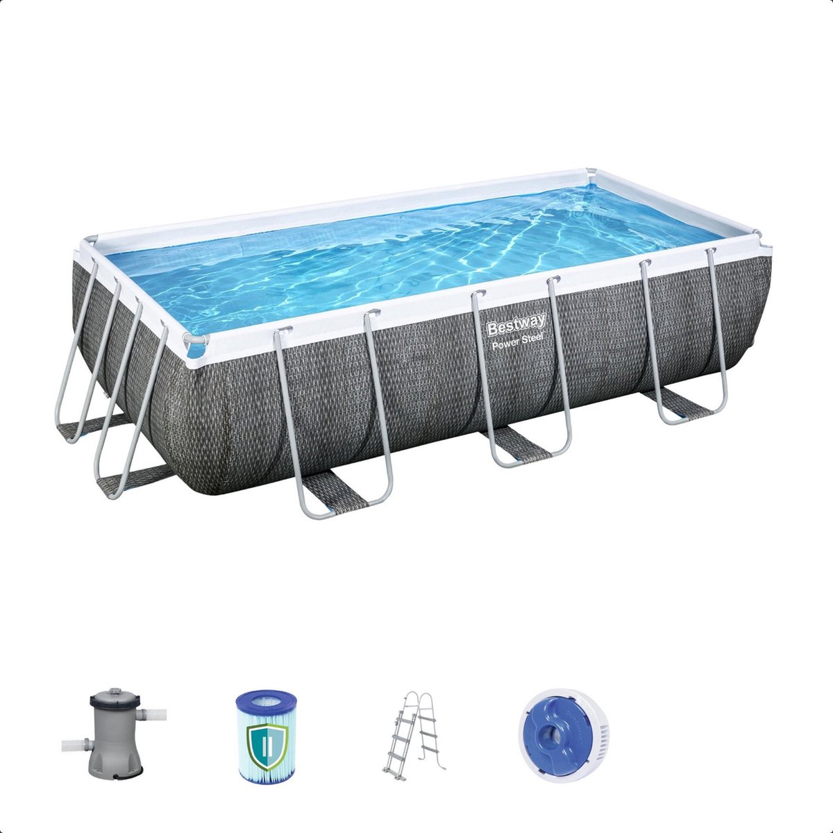 Bestway Power Steel zwembad 404 x 201 x 100 cm Rotan - met filterpomp