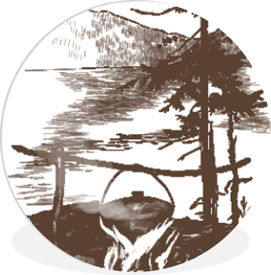 WallCircle - Cercle mural - Cercle mural intérieur - Cuisine - Arbre - Mer - 90x90 cm - Décoration murale - Peintures ronds