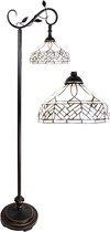 LumiLamp Tiffany Vloerlamp 152 cm Bruin Beige Glas Staande Lamp