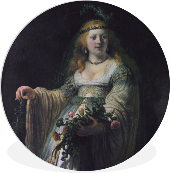 Saskia van Uylenburgh - Peinture de Rembrandt van Rijn Plaque en plastique de cercle mural