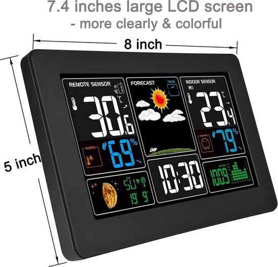 hygromètre numérique avec écran de capteur LCD à calendrier Station météo avec capteur sans fil moniteur d'humidité de température domestique de capteur 