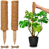 Mosstok voor Planten - Verlengbaar tot 50cm - Plantenstok - Plantensteun - Perfect voor Monstera, Pothos en Meer - 2x30 cm - Inclusief Juten Touw