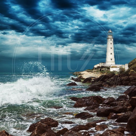 Production 100% néerlandaise! │ Peinture de diamants │ Phare dans la Storm │ Taille 40 x 40 cm │ Peinture de diamants Package Mature │ Full Cover │ Square │ Full │ Flitzz Peinture de diamants